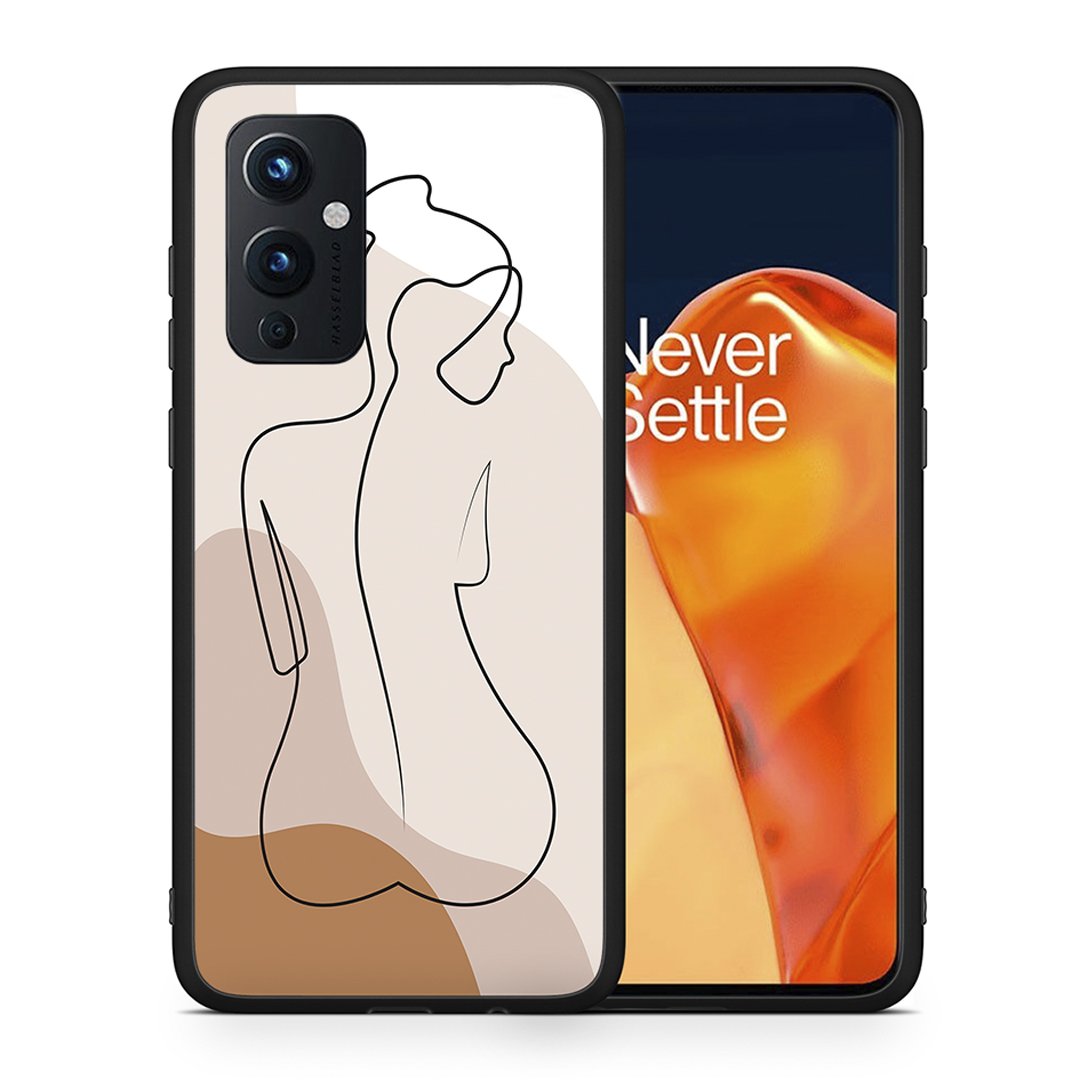 Θήκη OnePlus 9 LineArt Woman από τη Smartfits με σχέδιο στο πίσω μέρος και μαύρο περίβλημα | OnePlus 9 LineArt Woman case with colorful back and black bezels