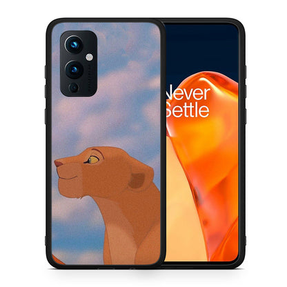 Θήκη Αγίου Βαλεντίνου OnePlus 9 Lion Love 2 από τη Smartfits με σχέδιο στο πίσω μέρος και μαύρο περίβλημα | OnePlus 9 Lion Love 2 case with colorful back and black bezels