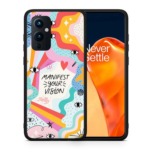 Θήκη OnePlus 9 Manifest Your Vision από τη Smartfits με σχέδιο στο πίσω μέρος και μαύρο περίβλημα | OnePlus 9 Manifest Your Vision case with colorful back and black bezels