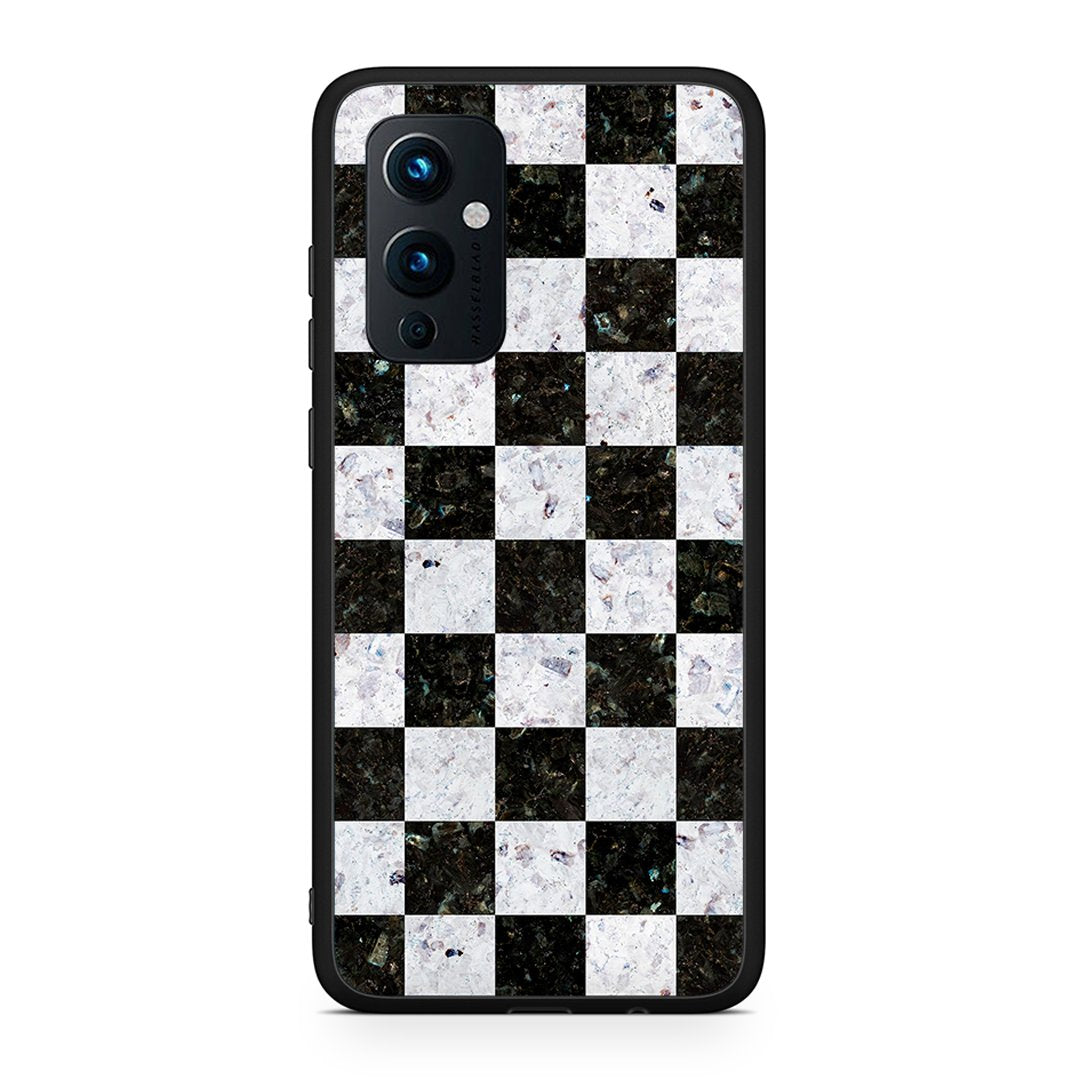 OnePlus 9 Square Geometric Marble θήκη από τη Smartfits με σχέδιο στο πίσω μέρος και μαύρο περίβλημα | Smartphone case with colorful back and black bezels by Smartfits