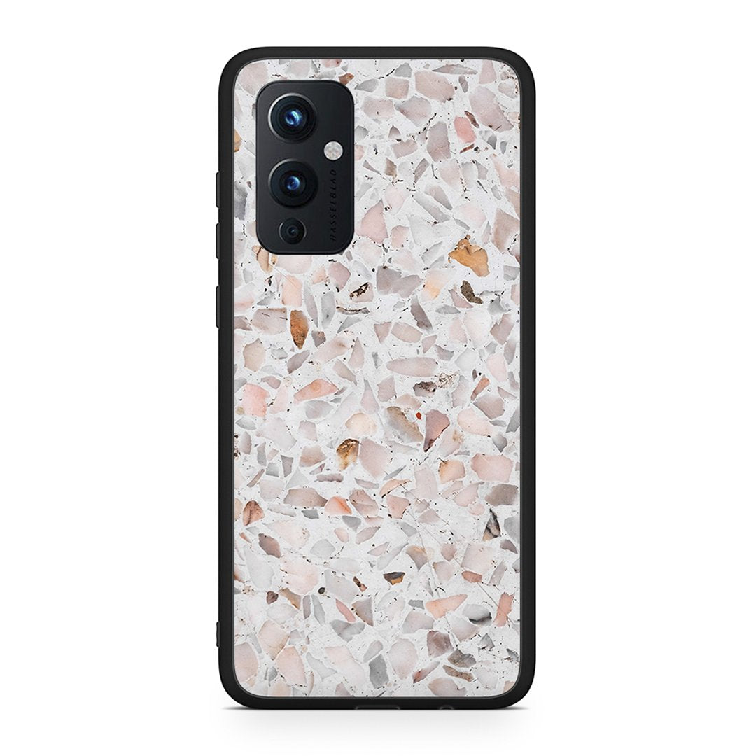 OnePlus 9 Marble Terrazzo θήκη από τη Smartfits με σχέδιο στο πίσω μέρος και μαύρο περίβλημα | Smartphone case with colorful back and black bezels by Smartfits