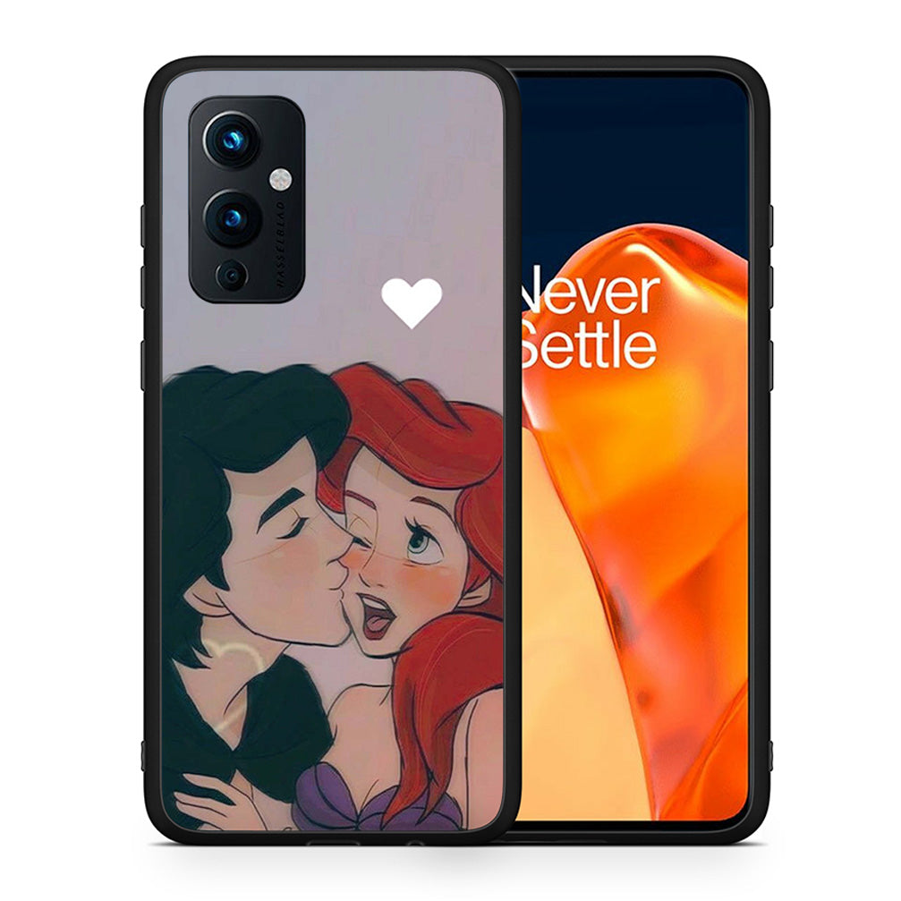 Θήκη Αγίου Βαλεντίνου OnePlus 9 Mermaid Love από τη Smartfits με σχέδιο στο πίσω μέρος και μαύρο περίβλημα | OnePlus 9 Mermaid Love case with colorful back and black bezels