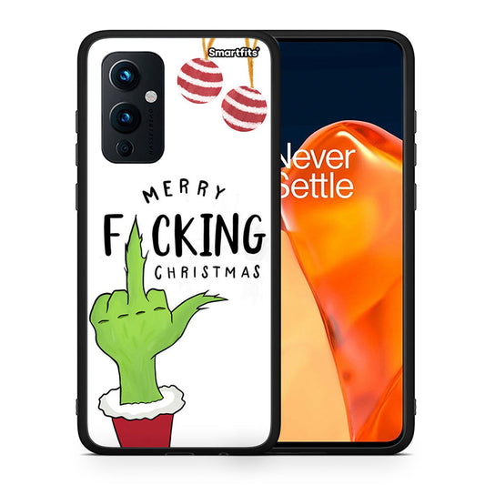 Θήκη OnePlus 9 Merry F Xmas από τη Smartfits με σχέδιο στο πίσω μέρος και μαύρο περίβλημα | OnePlus 9 Merry F Xmas case with colorful back and black bezels