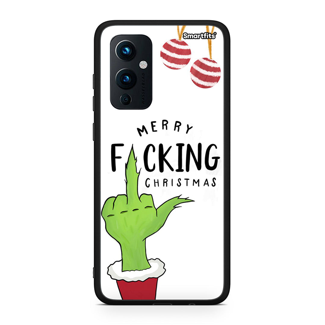OnePlus 9 Merry F Xmas θήκη από τη Smartfits με σχέδιο στο πίσω μέρος και μαύρο περίβλημα | Smartphone case with colorful back and black bezels by Smartfits