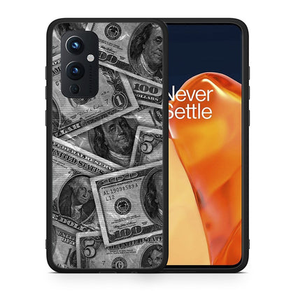 Θήκη OnePlus 9 Money Dollars από τη Smartfits με σχέδιο στο πίσω μέρος και μαύρο περίβλημα | OnePlus 9 Money Dollars case with colorful back and black bezels