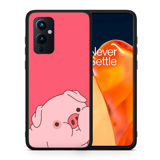Θήκη Αγίου Βαλεντίνου OnePlus 9 Pig Love 1 από τη Smartfits με σχέδιο στο πίσω μέρος και μαύρο περίβλημα | OnePlus 9 Pig Love 1 case with colorful back and black bezels