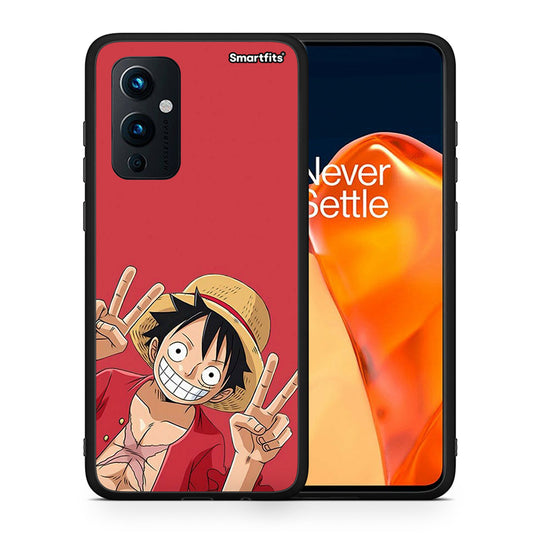 Θήκη OnePlus 9 Pirate Luffy από τη Smartfits με σχέδιο στο πίσω μέρος και μαύρο περίβλημα | OnePlus 9 Pirate Luffy case with colorful back and black bezels