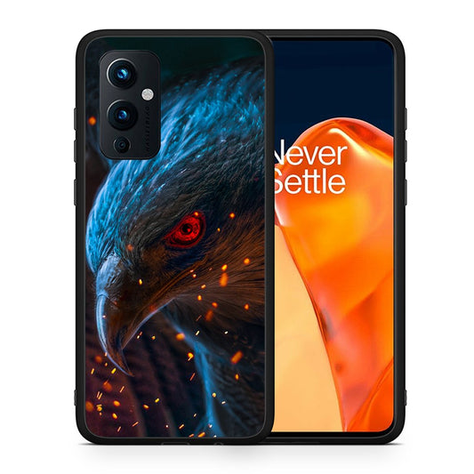 Θήκη OnePlus 9 Eagle PopArt από τη Smartfits με σχέδιο στο πίσω μέρος και μαύρο περίβλημα | OnePlus 9 Eagle PopArt case with colorful back and black bezels