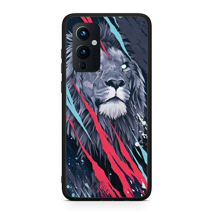 OnePlus 9 Lion Designer PopArt θήκη από τη Smartfits με σχέδιο στο πίσω μέρος και μαύρο περίβλημα | Smartphone case with colorful back and black bezels by Smartfits