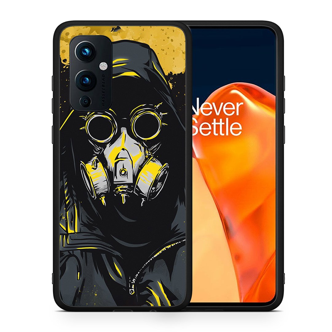 Θήκη OnePlus 9 Mask PopArt από τη Smartfits με σχέδιο στο πίσω μέρος και μαύρο περίβλημα | OnePlus 9 Mask PopArt case with colorful back and black bezels