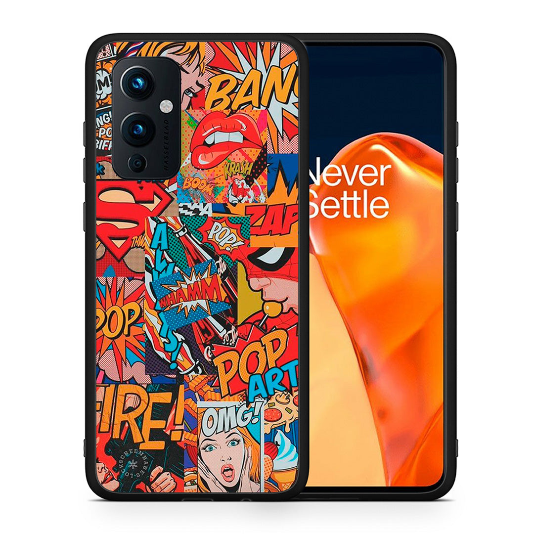 Θήκη OnePlus 9 PopArt OMG από τη Smartfits με σχέδιο στο πίσω μέρος και μαύρο περίβλημα | OnePlus 9 PopArt OMG case with colorful back and black bezels