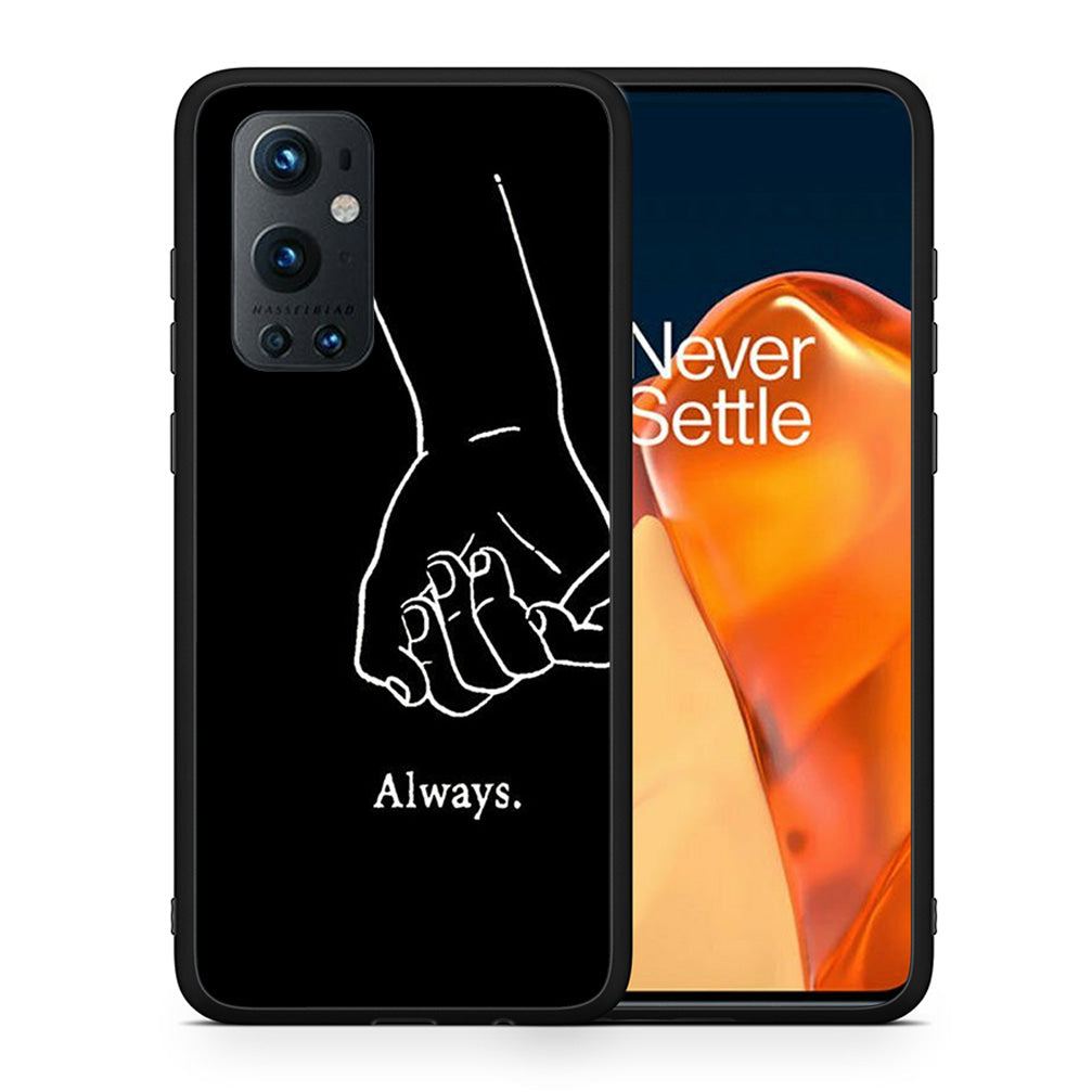 Θήκη Αγίου Βαλεντίνου OnePlus 9 Pro Always & Forever 1 από τη Smartfits με σχέδιο στο πίσω μέρος και μαύρο περίβλημα | OnePlus 9 Pro Always & Forever 1 case with colorful back and black bezels