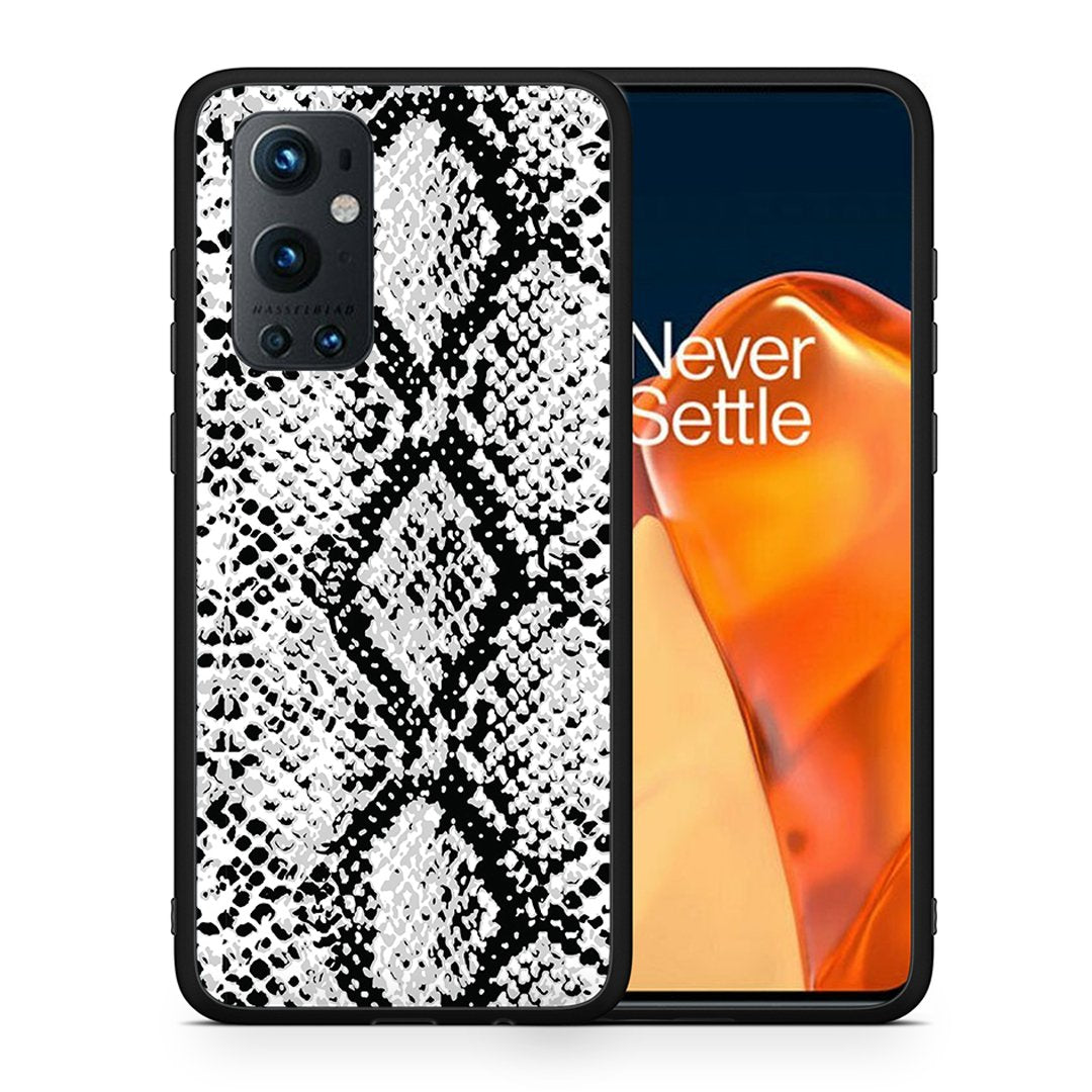 Θήκη OnePlus 9 Pro White Snake Animal από τη Smartfits με σχέδιο στο πίσω μέρος και μαύρο περίβλημα | OnePlus 9 Pro White Snake Animal case with colorful back and black bezels