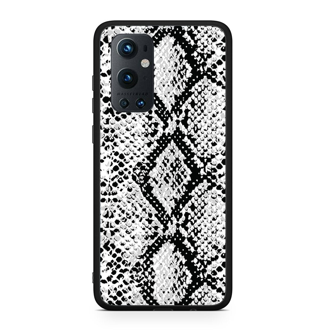 OnePlus 9 Pro White Snake Animal θήκη από τη Smartfits με σχέδιο στο πίσω μέρος και μαύρο περίβλημα | Smartphone case with colorful back and black bezels by Smartfits