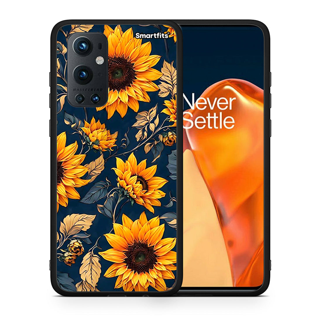 Θήκη OnePlus 9 Pro Autumn Sunflowers από τη Smartfits με σχέδιο στο πίσω μέρος και μαύρο περίβλημα | OnePlus 9 Pro Autumn Sunflowers case with colorful back and black bezels