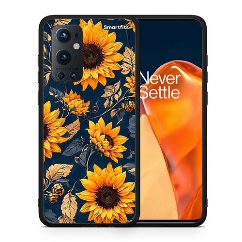 Θήκη OnePlus 9 Pro Autumn Sunflowers από τη Smartfits με σχέδιο στο πίσω μέρος και μαύρο περίβλημα | OnePlus 9 Pro Autumn Sunflowers case with colorful back and black bezels