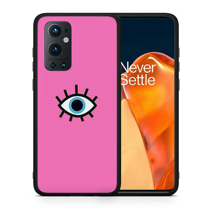 Θήκη OnePlus 9 Pro Blue Eye Pink από τη Smartfits με σχέδιο στο πίσω μέρος και μαύρο περίβλημα | OnePlus 9 Pro Blue Eye Pink case with colorful back and black bezels
