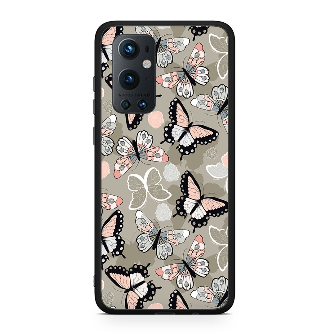 OnePlus 9 Pro Butterflies Boho θήκη από τη Smartfits με σχέδιο στο πίσω μέρος και μαύρο περίβλημα | Smartphone case with colorful back and black bezels by Smartfits