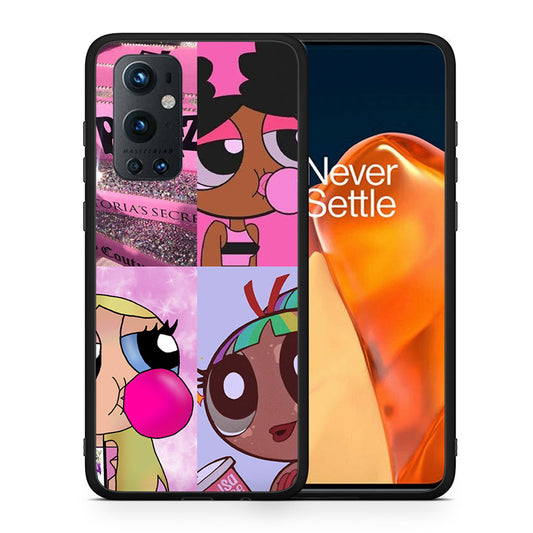Θήκη Αγίου Βαλεντίνου OnePlus 9 Pro Bubble Girls από τη Smartfits με σχέδιο στο πίσω μέρος και μαύρο περίβλημα | OnePlus 9 Pro Bubble Girls case with colorful back and black bezels