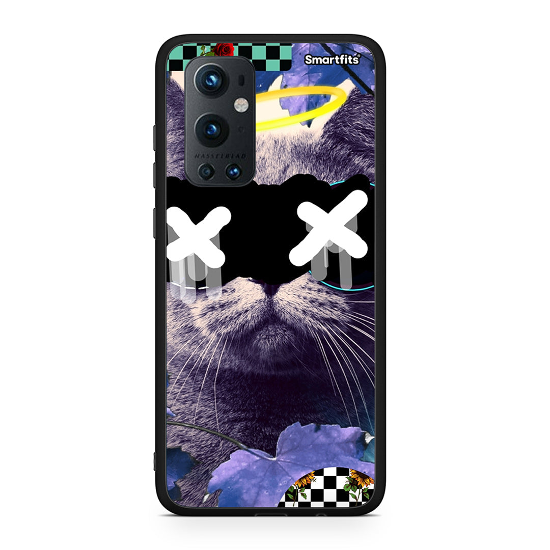 OnePlus 9 Pro Cat Collage θήκη από τη Smartfits με σχέδιο στο πίσω μέρος και μαύρο περίβλημα | Smartphone case with colorful back and black bezels by Smartfits