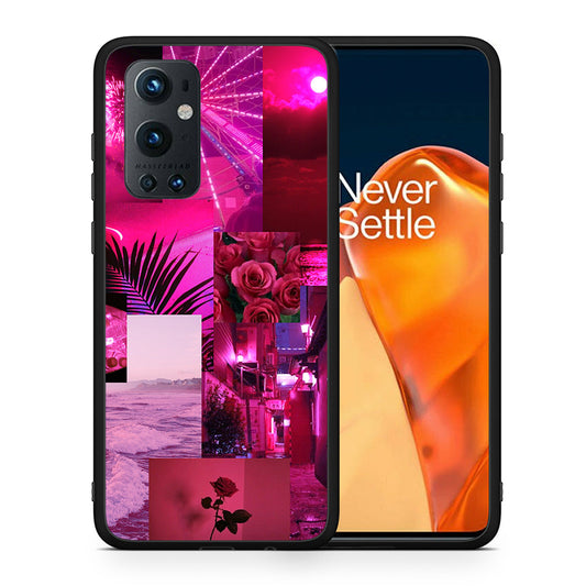 Θήκη Αγίου Βαλεντίνου OnePlus 9 Pro Collage Red Roses από τη Smartfits με σχέδιο στο πίσω μέρος και μαύρο περίβλημα | OnePlus 9 Pro Collage Red Roses case with colorful back and black bezels