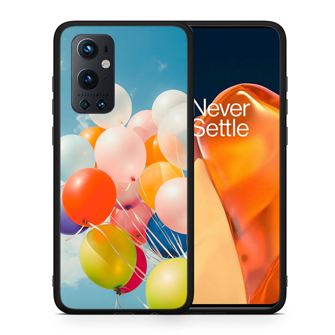 Θήκη OnePlus 9 Pro Colorful Balloons από τη Smartfits με σχέδιο στο πίσω μέρος και μαύρο περίβλημα | OnePlus 9 Pro Colorful Balloons case with colorful back and black bezels