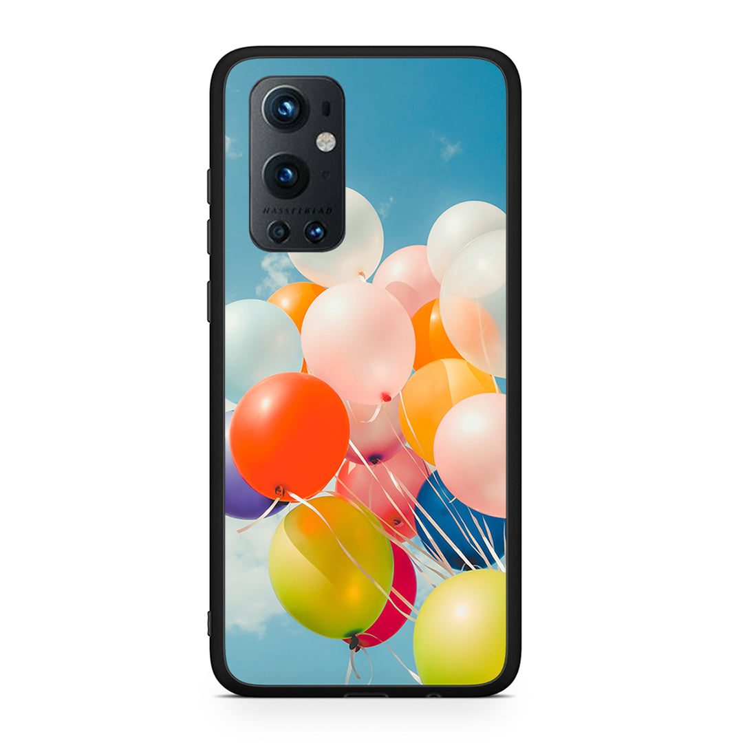 OnePlus 9 Pro Colorful Balloons θήκη από τη Smartfits με σχέδιο στο πίσω μέρος και μαύρο περίβλημα | Smartphone case with colorful back and black bezels by Smartfits