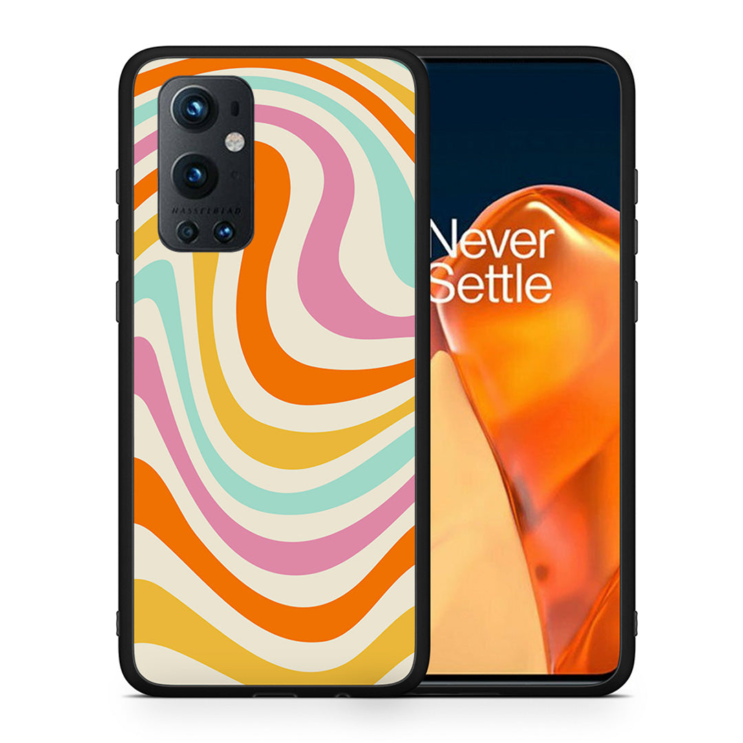 Θήκη OnePlus 9 Pro Colourful Waves από τη Smartfits με σχέδιο στο πίσω μέρος και μαύρο περίβλημα | OnePlus 9 Pro Colourful Waves case with colorful back and black bezels