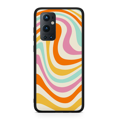 OnePlus 9 Pro Colourful Waves θήκη από τη Smartfits με σχέδιο στο πίσω μέρος και μαύρο περίβλημα | Smartphone case with colorful back and black bezels by Smartfits