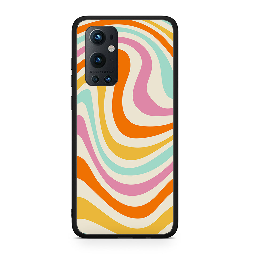 OnePlus 9 Pro Colourful Waves θήκη από τη Smartfits με σχέδιο στο πίσω μέρος και μαύρο περίβλημα | Smartphone case with colorful back and black bezels by Smartfits