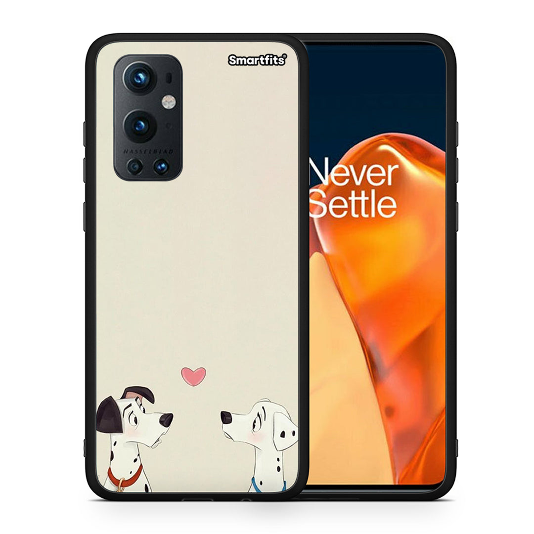 Θήκη OnePlus 9 Pro Dalmatians Love από τη Smartfits με σχέδιο στο πίσω μέρος και μαύρο περίβλημα | OnePlus 9 Pro Dalmatians Love case with colorful back and black bezels
