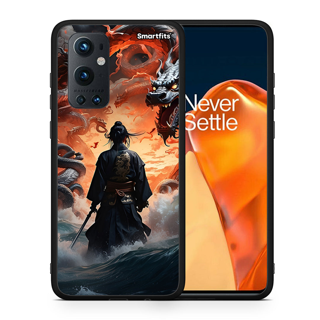 Θήκη OnePlus 9 Pro Dragons Fight από τη Smartfits με σχέδιο στο πίσω μέρος και μαύρο περίβλημα | OnePlus 9 Pro Dragons Fight case with colorful back and black bezels