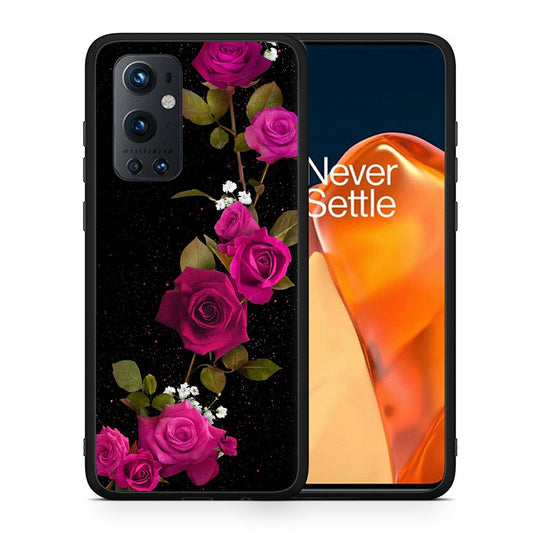 Θήκη OnePlus 9 Pro Red Roses Flower από τη Smartfits με σχέδιο στο πίσω μέρος και μαύρο περίβλημα | OnePlus 9 Pro Red Roses Flower case with colorful back and black bezels