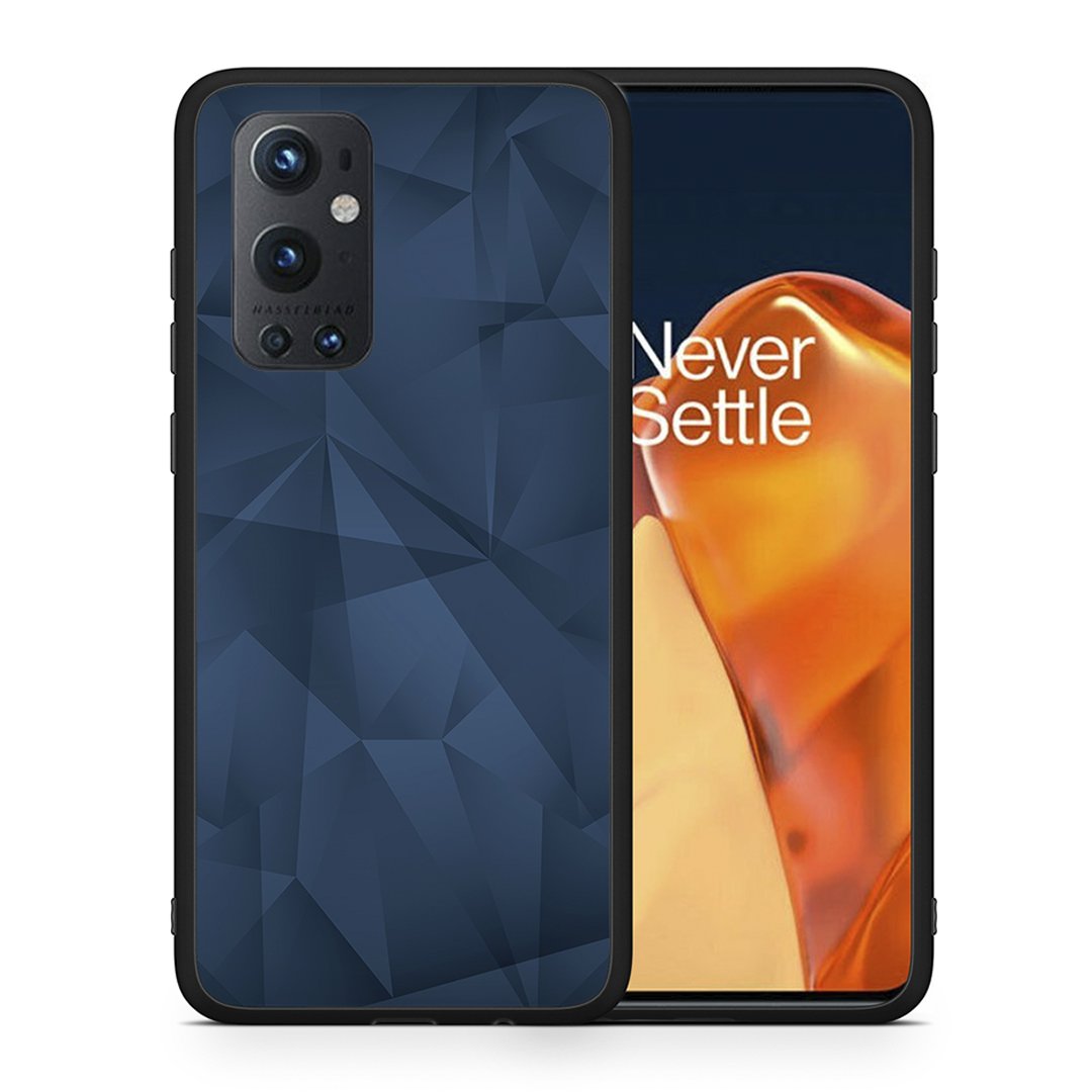 Θήκη OnePlus 9 Pro Blue Abstract Geometric από τη Smartfits με σχέδιο στο πίσω μέρος και μαύρο περίβλημα | OnePlus 9 Pro Blue Abstract Geometric case with colorful back and black bezels
