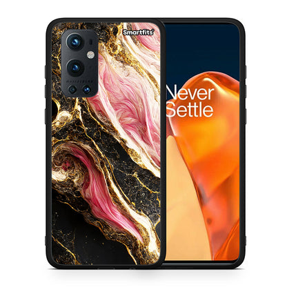 Θήκη OnePlus 9 Pro Glamorous Pink Marble από τη Smartfits με σχέδιο στο πίσω μέρος και μαύρο περίβλημα | OnePlus 9 Pro Glamorous Pink Marble case with colorful back and black bezels
