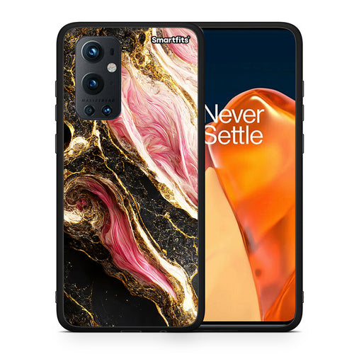 Θήκη OnePlus 9 Pro Glamorous Pink Marble από τη Smartfits με σχέδιο στο πίσω μέρος και μαύρο περίβλημα | OnePlus 9 Pro Glamorous Pink Marble case with colorful back and black bezels