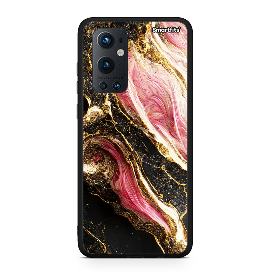 OnePlus 9 Pro Glamorous Pink Marble θήκη από τη Smartfits με σχέδιο στο πίσω μέρος και μαύρο περίβλημα | Smartphone case with colorful back and black bezels by Smartfits