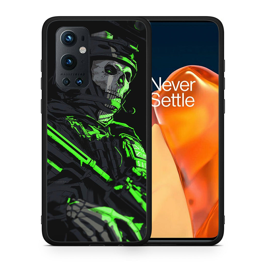 Θήκη Αγίου Βαλεντίνου OnePlus 9 Pro Green Soldier από τη Smartfits με σχέδιο στο πίσω μέρος και μαύρο περίβλημα | OnePlus 9 Pro Green Soldier case with colorful back and black bezels