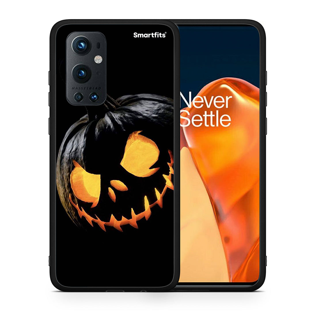 Θήκη OnePlus 9 Pro Halloween Scary Pumpkin από τη Smartfits με σχέδιο στο πίσω μέρος και μαύρο περίβλημα | OnePlus 9 Pro Halloween Scary Pumpkin case with colorful back and black bezels