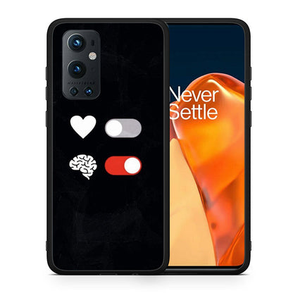 Θήκη Αγίου Βαλεντίνου OnePlus 9 Pro Heart Vs Brain από τη Smartfits με σχέδιο στο πίσω μέρος και μαύρο περίβλημα | OnePlus 9 Pro Heart Vs Brain case with colorful back and black bezels