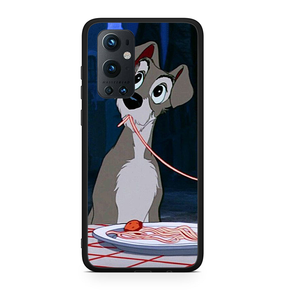 OnePlus 9 Pro Lady And Tramp 1 Θήκη Αγίου Βαλεντίνου από τη Smartfits με σχέδιο στο πίσω μέρος και μαύρο περίβλημα | Smartphone case with colorful back and black bezels by Smartfits