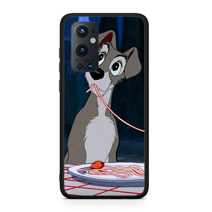 OnePlus 9 Pro Lady And Tramp 1 Θήκη Αγίου Βαλεντίνου από τη Smartfits με σχέδιο στο πίσω μέρος και μαύρο περίβλημα | Smartphone case with colorful back and black bezels by Smartfits