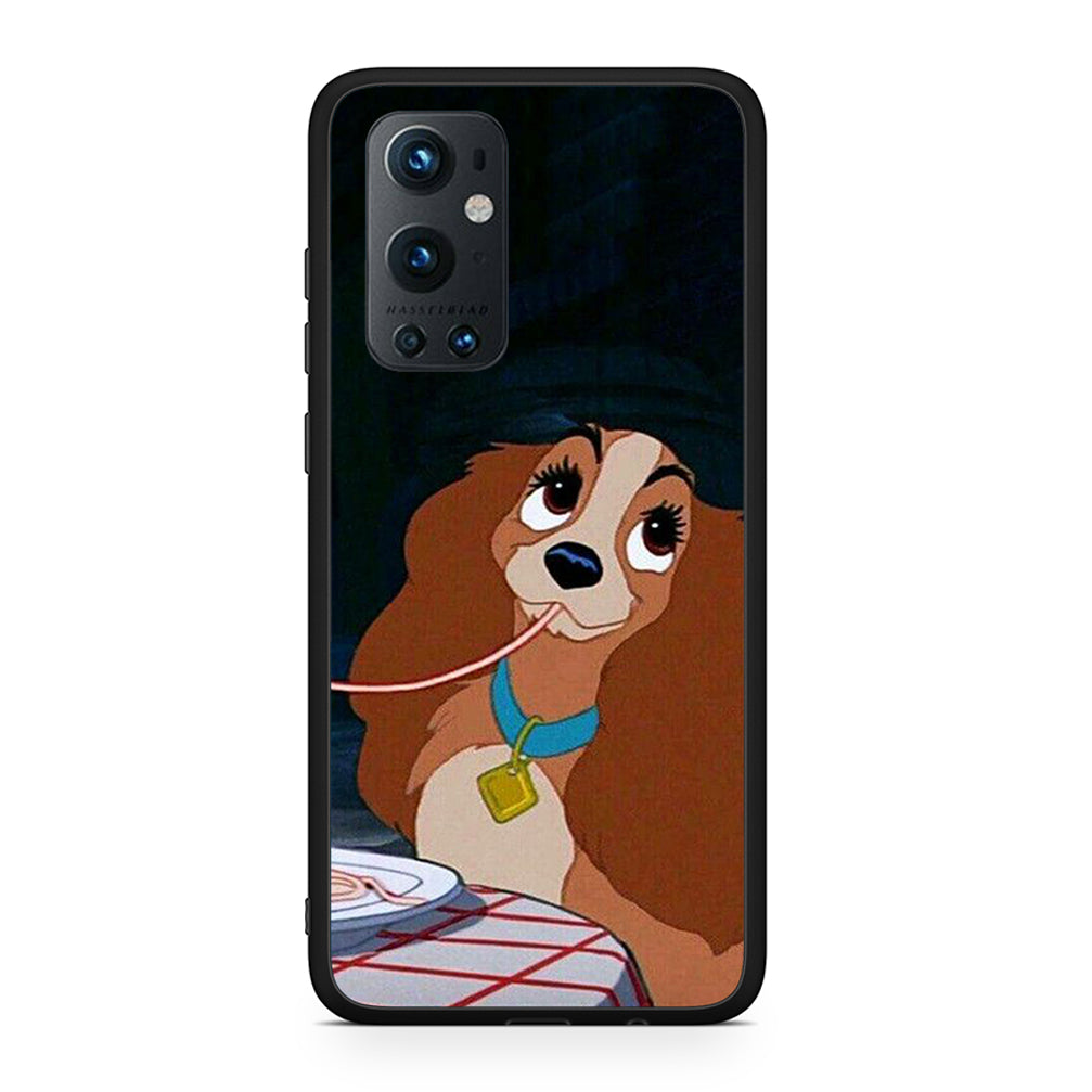 OnePlus 9 Pro Lady And Tramp 2 Θήκη Αγίου Βαλεντίνου από τη Smartfits με σχέδιο στο πίσω μέρος και μαύρο περίβλημα | Smartphone case with colorful back and black bezels by Smartfits