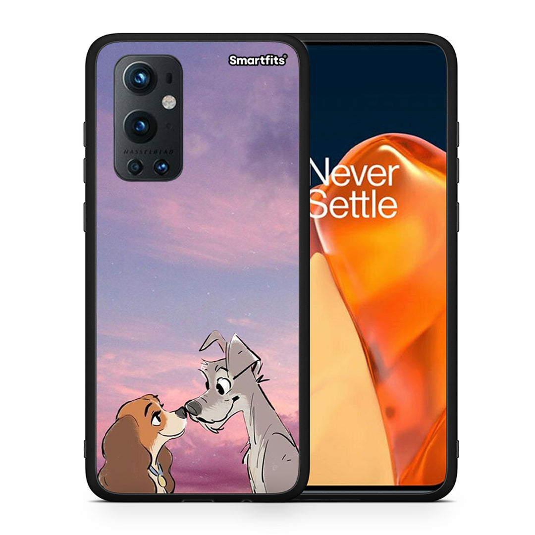 Θήκη OnePlus 9 Pro Lady And Tramp από τη Smartfits με σχέδιο στο πίσω μέρος και μαύρο περίβλημα | OnePlus 9 Pro Lady And Tramp case with colorful back and black bezels