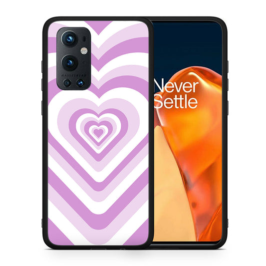 Θήκη OnePlus 9 Pro Lilac Hearts από τη Smartfits με σχέδιο στο πίσω μέρος και μαύρο περίβλημα | OnePlus 9 Pro Lilac Hearts case with colorful back and black bezels