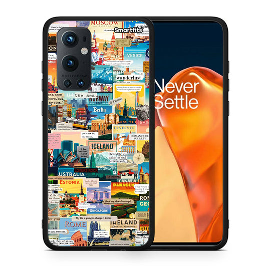 Θήκη OnePlus 9 Pro Live To Travel από τη Smartfits με σχέδιο στο πίσω μέρος και μαύρο περίβλημα | OnePlus 9 Pro Live To Travel case with colorful back and black bezels