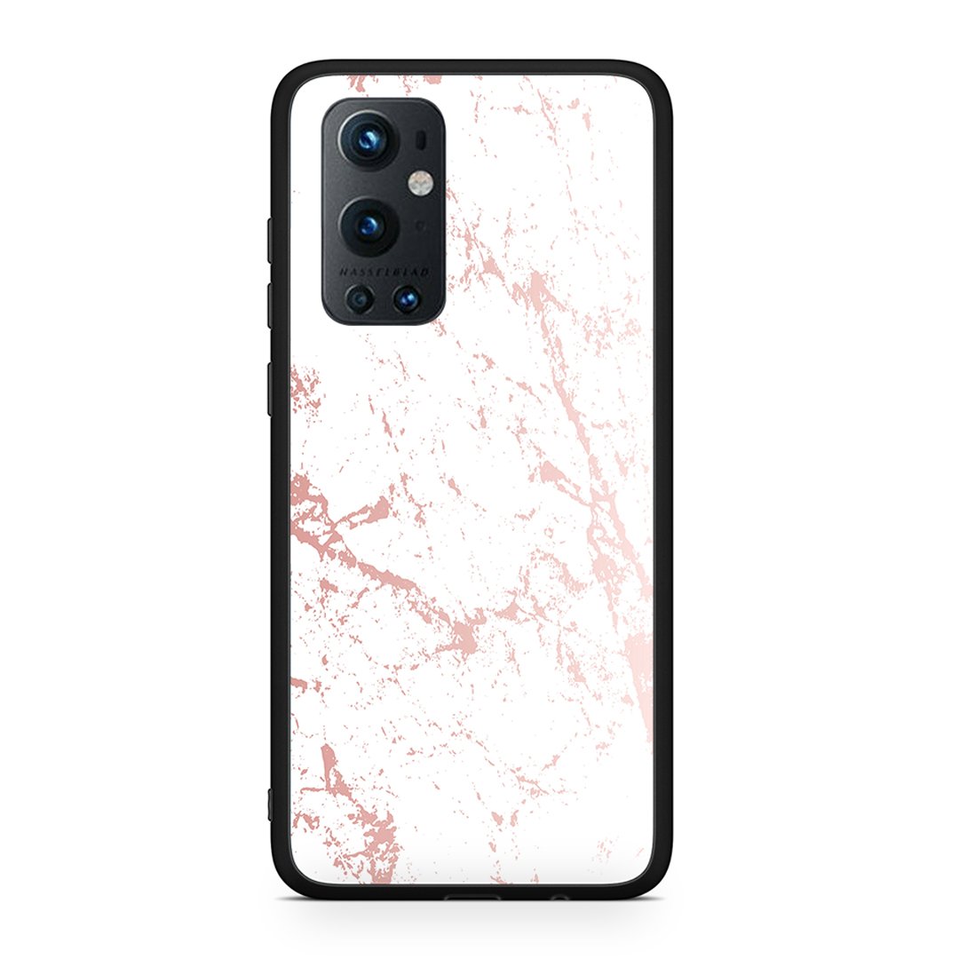 OnePlus 9 Pro Pink Splash Marble θήκη από τη Smartfits με σχέδιο στο πίσω μέρος και μαύρο περίβλημα | Smartphone case with colorful back and black bezels by Smartfits