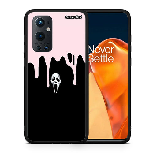 Θήκη OnePlus 9 Pro Melting Halloween Mask από τη Smartfits με σχέδιο στο πίσω μέρος και μαύρο περίβλημα | OnePlus 9 Pro Melting Halloween Mask case with colorful back and black bezels