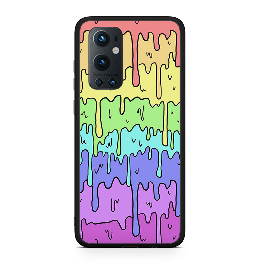 OnePlus 9 Pro Melting Rainbow θήκη από τη Smartfits με σχέδιο στο πίσω μέρος και μαύρο περίβλημα | Smartphone case with colorful back and black bezels by Smartfits