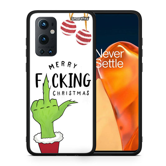 Θήκη OnePlus 9 Pro Merry F Xmas από τη Smartfits με σχέδιο στο πίσω μέρος και μαύρο περίβλημα | OnePlus 9 Pro Merry F Xmas case with colorful back and black bezels